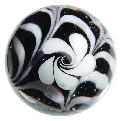 22mm HOCUS POCUS Flower Handmade Contemporary Art Glass BLACK/WHITE Marble 7/8  • $8.95
