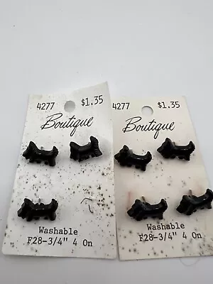 Vintage Set Of Seven Black Dog Design Button Covers New Scottie • $15