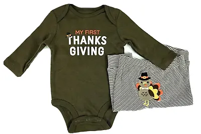 Baby Boys First Thanksgiving Outfit 3 Months Bodysuit Pants With Turkey Carters • $15.98