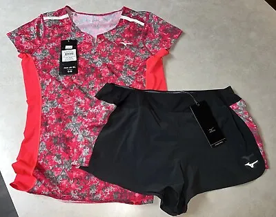 Mizuno Print Running Shorts And Top Set Pink/gray/black Women’s Size S NWT • $26.99