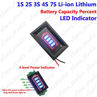 £2.64 • Buy 1S 2S 3S 4S 7S 18650 Lithium Li-ion Battery Capacity Level Indicator LED Display