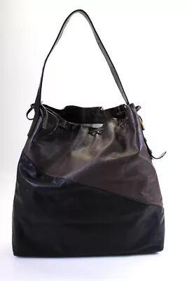 Marni Womens Large Diagonal Color Block Hobo Shoulder Bag Handbag Black Brown • $189.61