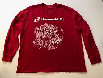 Vintage Kawasaki  Z1 900 Motorcycle T-shirt Red Size 2x Extra Large Xl Xxl • $45