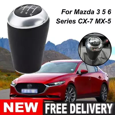 6 Speed Gear Shift Knob Leather Alloy For Mazda 3 5 6 Series CX-7 MX-5 CX7 MX5 • $17.66