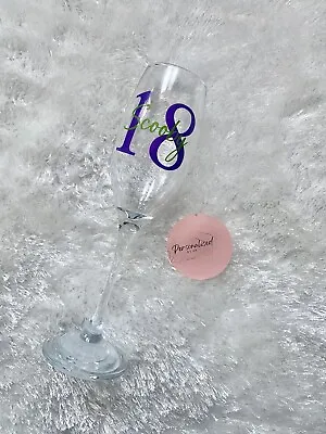 Personalised Name And Age Champagne Flute Glass Gift 18st21st30st • £9.99