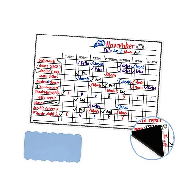 Magnetic Daily White Chore Chart Dry Erase For Kids Adults Refrigerator 17x12 • $11.95