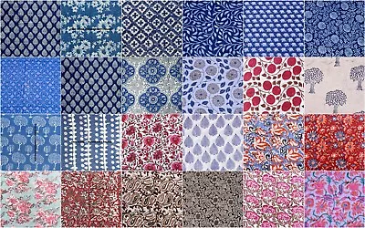 Indian Wooden Hand Block Natural Fabric 100%Pure Cotton Dressmaking Craft Fabric • $23.99