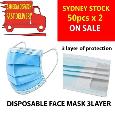 100Pcs Disposable Face Mask Protective Mask 3 Layer Meltblown Filter General Use • $12.80