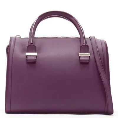 VICTORIA BECKHAM Seven Purple Leather Rolled Handle Structured Bowling Bag • $468