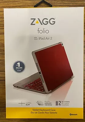 $13.99 • Buy ZAGG Folio Case, Hinged With Bluetooth Keyboard For IPad Air 2 - Red 