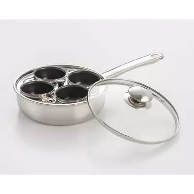 Professional 4 Cup Stainless Steel Egg Poacher With Glass Lid • $26.87