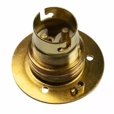 £3.89 • Buy Batten Lamp Holder Brass With Earth And Shade Ring Bayonet Cap (BC) (B22d)