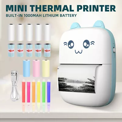 Mini Pocket Printer Printing Machine Inkless Sticker Printer Label Notes Printer • £18.96