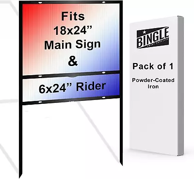 Real Estate Iron Sign Frame W/Rider Slot Signstand Pro Metal H-Frame Yard Stakes • $92.59