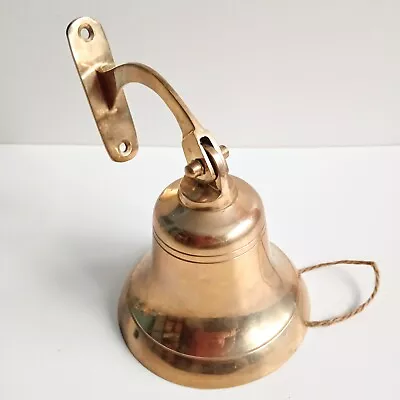 Vintage Brass Ship School Bell Wall Mounted Bell- 10 Cm High 12 Cm Diameter  • £17.77