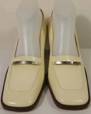 Gucci Cream Patent Leather Loafers Heels Court Shoes 269822 Size 38.5 US 8.5 • $200
