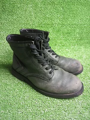 Men’s Alfani Viking Size 12 M Gray Leather Lace Up Ankle Boots Moto Military • $29.39