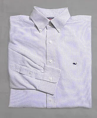 VINEYARD VINES- WHALE SHIRT - Men's Blue & White Striped Button Down - Size: L • $18.95