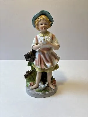 Vintage Homco Porcelain Girl With Bird Figurines Farmhouse Home Decor 3880 • $9.09