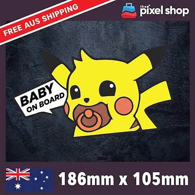 Pikachu Baby On Board Sticker - Decal Funny Joke Boat 4x4 Accessories Pokemon • $5.49