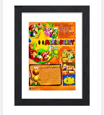 VTG Framed Print Ad Wall Art 11x14 Nintendo 64 Mario Party N64 Launch 117 • £57.84