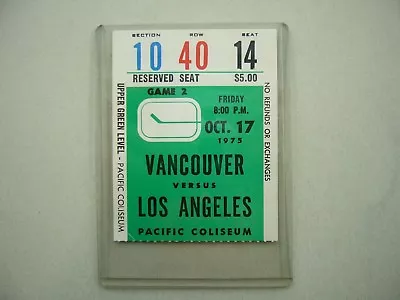 1975/76 Vancouver Canucks Los Angeles Kings Ticket Stub Sharp+ Mk Marcel Dionne • $14.99