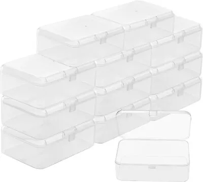 £14.99 • Buy 12 Small Clear Plastic Storage Boxes Craft Bead Jewellery & Pill Container Cases