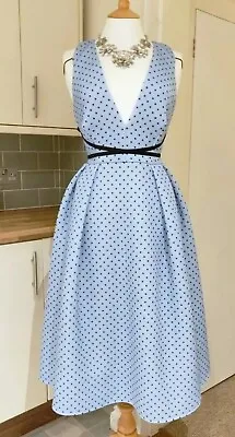 £40 • Buy Asos Polka Dot Blue Scuba 50s Dress Size 16