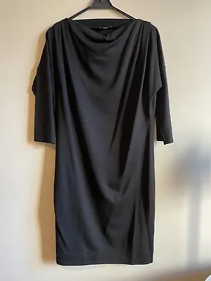 MEXX Black Draped Knee Length Smart Casual Dress Medium • £36