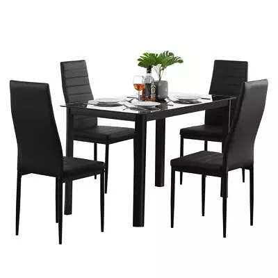 Popular Different Style 5 Piece Dining Table Settables Glass Metal Furniture US • $95.99