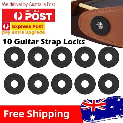 $5.99 • Buy 10X Black Guitar Strap Locks Blocks Anti Slip For Acoustic Electric Guitar Bass