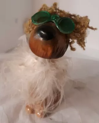 Vtg Ceramic Dog Bobblehead Fur Hair Sunglasses Christmas Ornament MCM Retro • $24.99