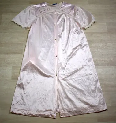 80s Lorraine Poly-Nylon Midi Nightgown VTG 1980s Button Front Baby Pink Coquette • $9.66