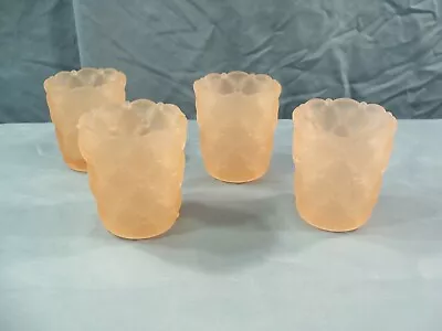 Lot Of 4 Pink Satin Glass Diamond Quilt Votive Candle Toothpick Holders • $8