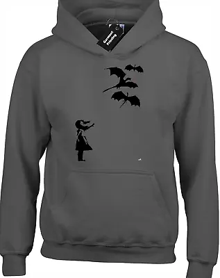 Dragon Banksy Hoody Hoodie Game Of Street Art Thrones Khaleesi Daenerys Fan • £16.99