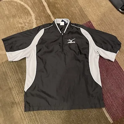 MIZUNO Youth XL Black Quarter Zip Windbreaker Pullover Short Sleeve Baseball • $14.99