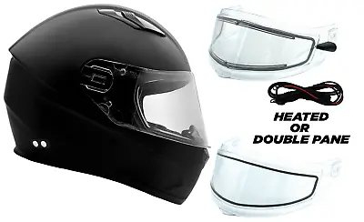 Adult Snowmobile Helmet Black Full Face Double Pane Shield Or Heated DOT 3x 4x • $105