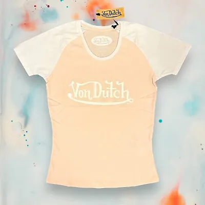 Von Dutch Womens T-shirt Uk12 Crew Neck Short Sleeve Light Pink • $24.89