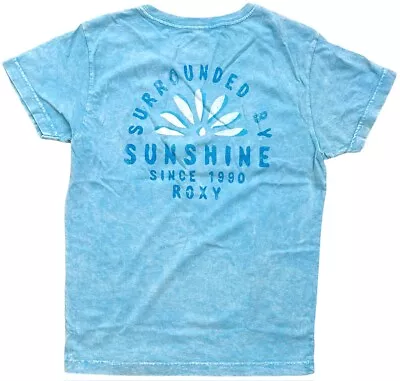 Roxy Women's Sunbow Relaxed Fit Boyfriend Tee T-Shirt In Light Blue Vintage Wash • $18.99