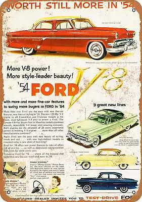 Metal Sign - 1954 Ford V-8 - Vintage Look Reproduction • $25.46