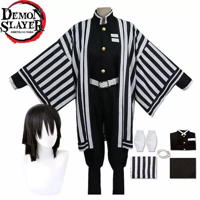 Anime Demon Slayer Kimetsu No Yaiba Iguro Obanai Cosplay Costume Wig Fancy Dress • £26.99