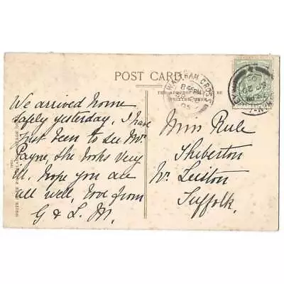 THEBERTON Suffolk Postcard Sent To Miss Rule Postmark Waltham Cross 1905 • £5.45