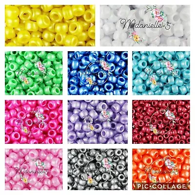 100 9x6mm PEARL PONY BEADS SINGLE COLOURS BACK IN STOCK • £2.99