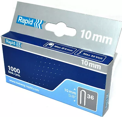 £11.99 • Buy 10mm RAPID R36 CABLE STAPLES 1000 PACK ARROW T25 RAPESCO CT60 LOW VOLTAGE CABLES