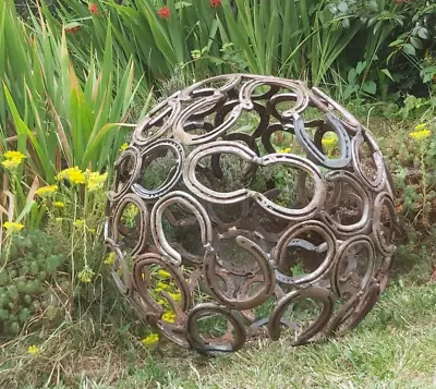 Horseshoe Sphere Sculpture Garden Feature Ball 50cm Hand Crafted FREE UK POSTAGE • £149.99