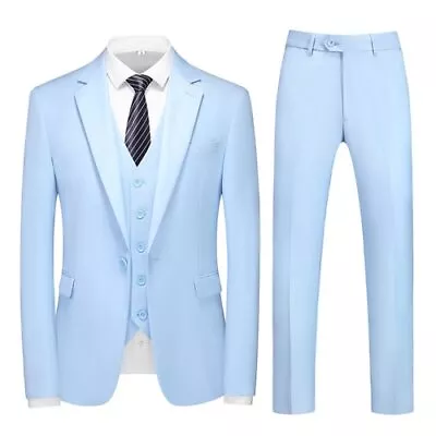 Mens ( Blazer+Vest+Pants) Formal Office Business Suit 3piece Wedding Dress Suit • $134.84