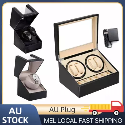 New Wood Luxury Automatic Dual Motor Watch Winder Display Storage Box AU Plug • $41.35