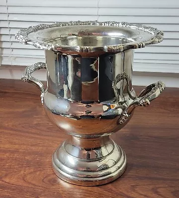 Silver Plate Wine Champaign Ice Bucket Vintage Oneida 10.5  Tall Wide Mouth 6.5  • $129.99