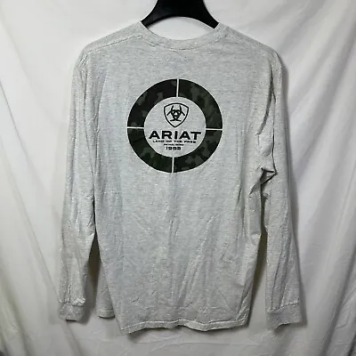 Ariat Men's XL Long Sleeve Gray Double Sided Camo Graphic T-Shirt Workwear Tee • $12.99