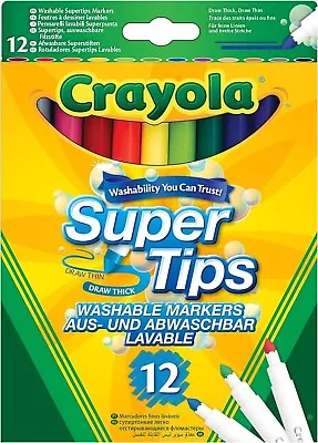 CRAYOLA Pastel Supertips Washable Markers Pens In Assorted Colours (Pack Of 12) • £4.99